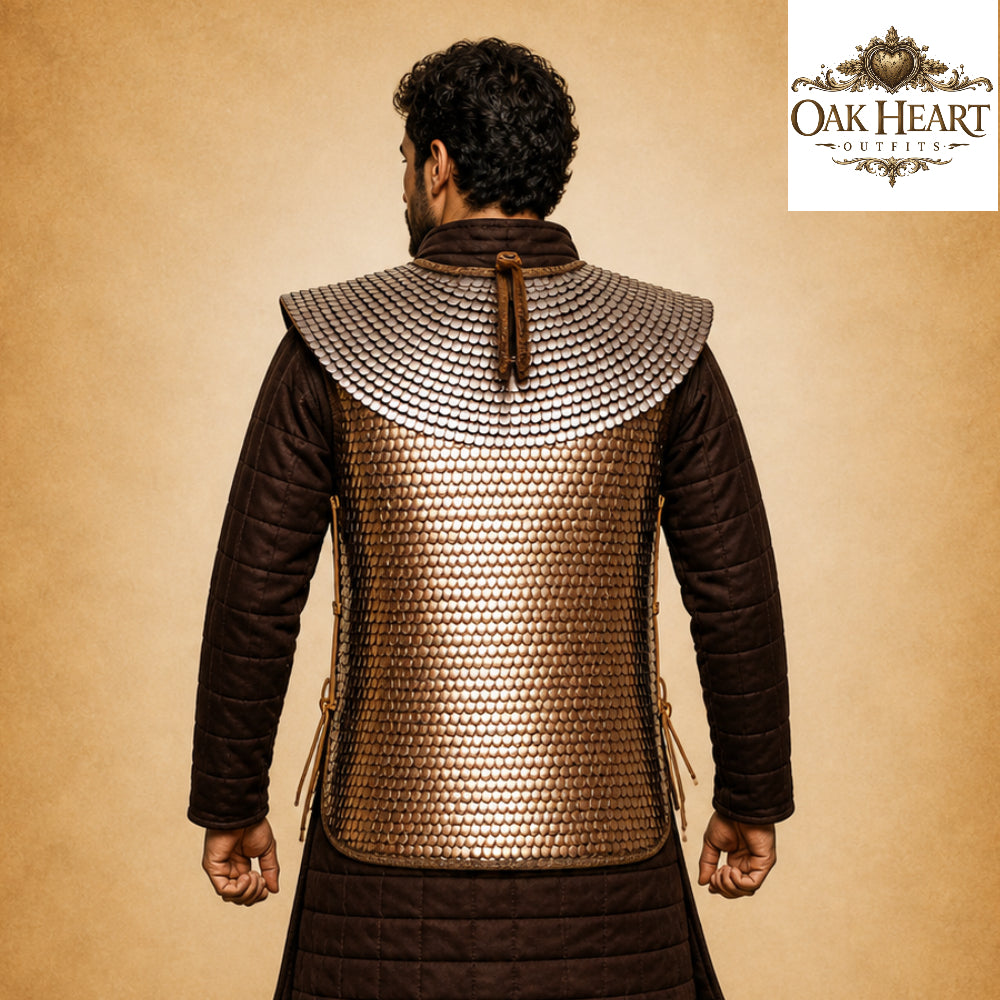 Handmade Roman Lorica Squamata Armor – Brass Scale Centurion Costume for Reenactment & LARP