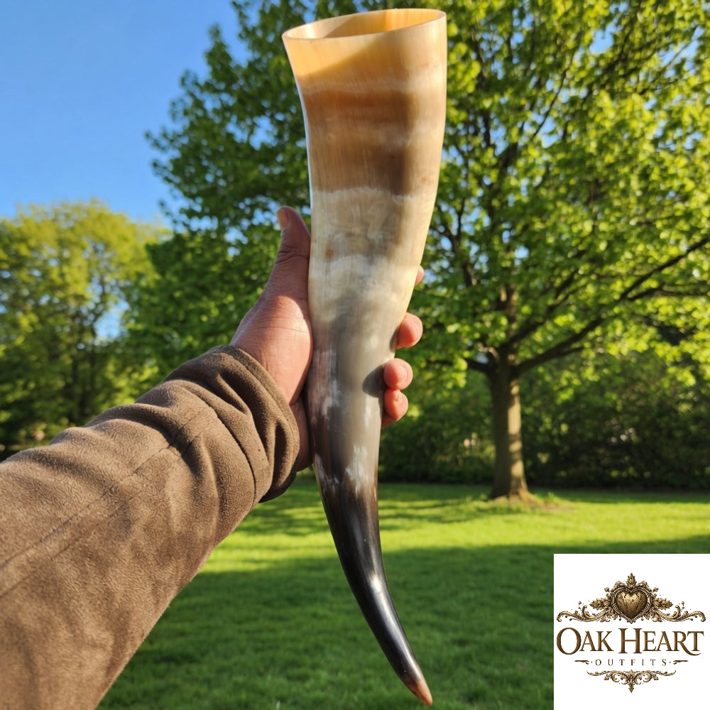Viking Drinking Horn – Norse Dragon Engraved Handmade Mead Cup