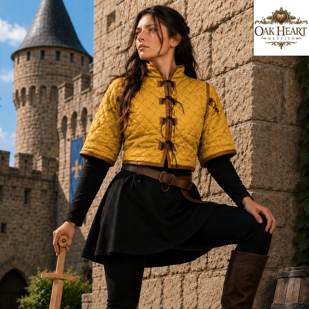 Witcher Cotton Gambeson for Women – Quilted Padded Vest, Medieval Armor