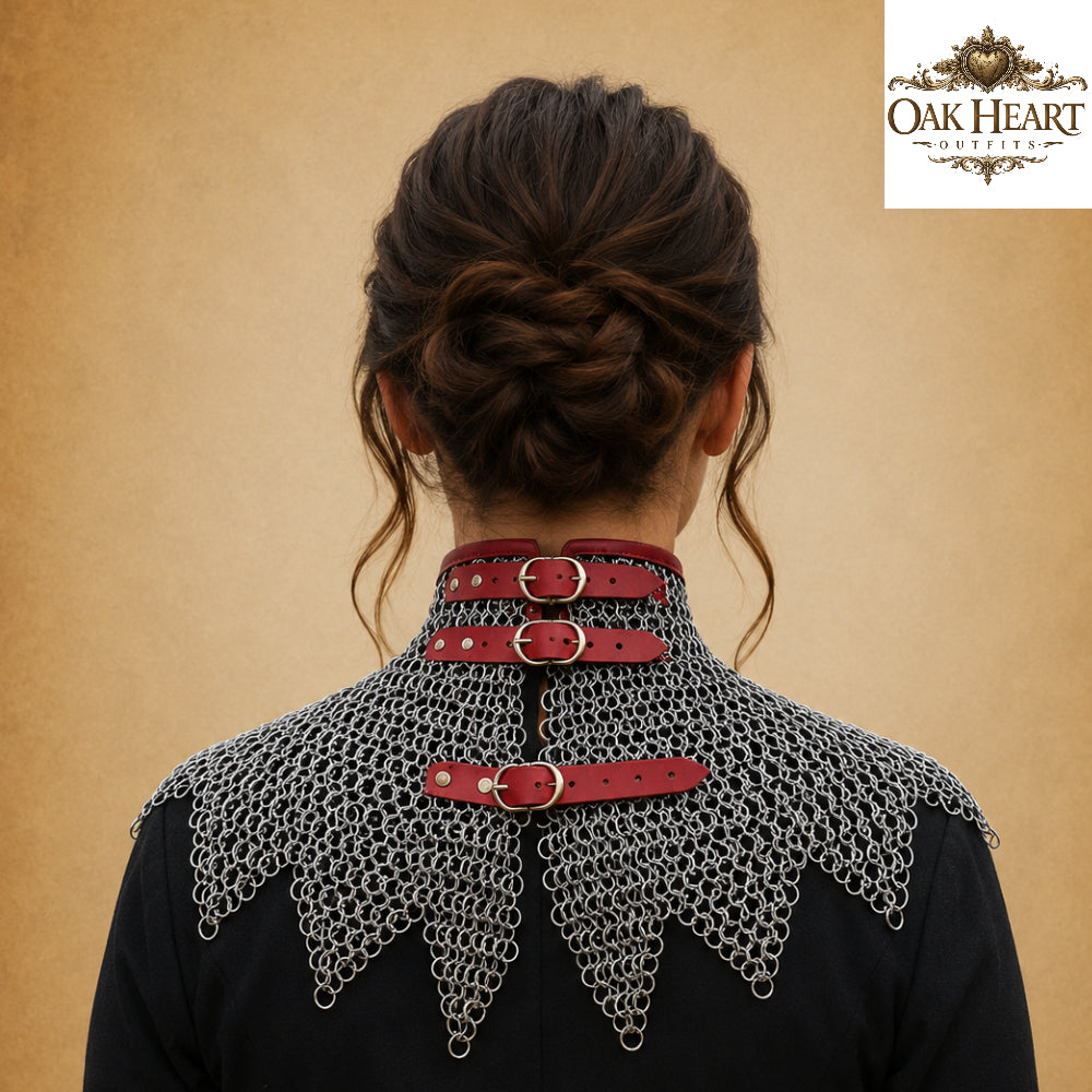 Medieval Chainmail Collar – Handmade Flat Riveted Mail with Solid Washers