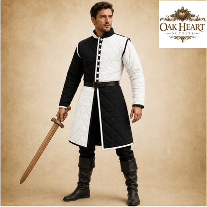 Templar Red & Black Gambeson – Historical Reenactment Armor Coat