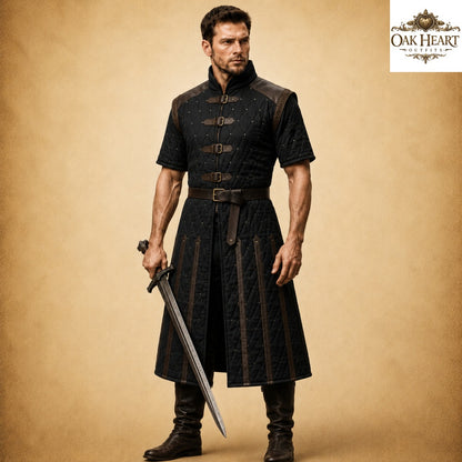 Half Sleeve Medieval Gambeson – Quilted Arming Coat for LARP, SCA & Ren Faire
