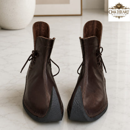 Handmade Medieval Curled Toe Leather Boots – Elven Fantasy Shoes for LARP