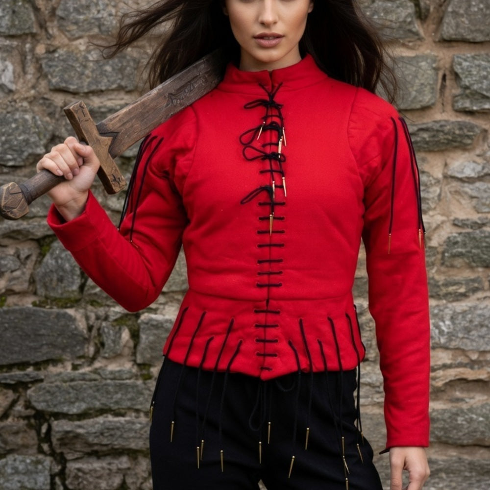 Yellow Lace-Up Medieval Archer Top – Viking Gambeson for LARP, Ren Faire & Reenactment