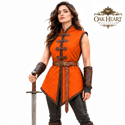 Medieval Sleeveless Gambeson Vest, Padded Quilted Armor, Viking Knight Costume, LARP Warrior Outfit