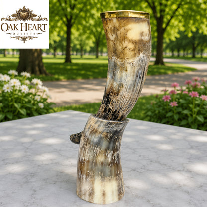 Handmade Viking Drinking Horn with Stand