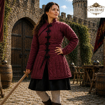 Women's Cotton Padded Gambeson | Medieval Quilted Armor Jacket | LARP Ren Faire SCA Costume