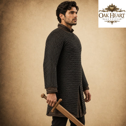 Medieval Chainmail Shirt | 9mm Round Riveted Rings with Flat Washers | Handmade LARP Armor | Viking Hauberk