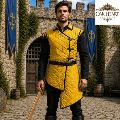 Medieval Wine Red Gambeson Armor – Quilted Viking Jacket for LARP,