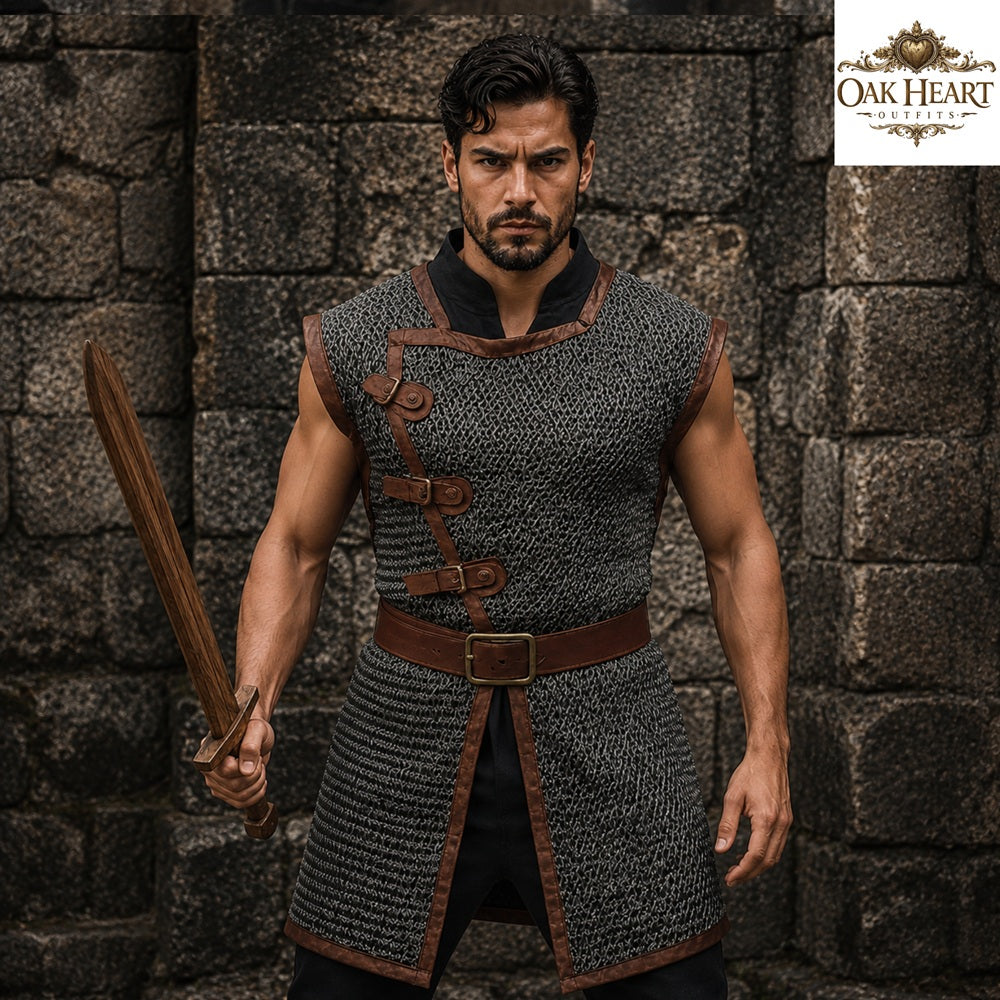Medieval Sleeveless Chainmail Hauberk – 9MM Round Ring Riveted Aluminium Armor