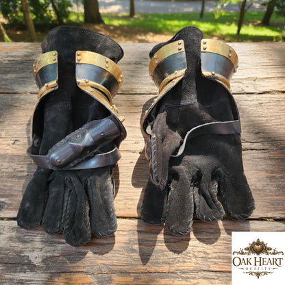 Medieval Armor Gauntlets 16G Steel – SCA Combat Gloves with Leather Lining, LARP Knight Gear