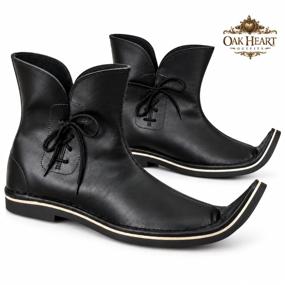 Medieval Leather Boots for Men | Renaissance LARP Boots | Fantasy Pointed Toe Ankle