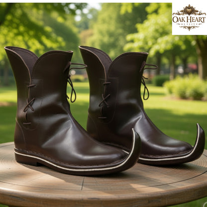 Medieval Tulip Boots | Low Poulaines Leather Shoes for LARP & Ren Faire