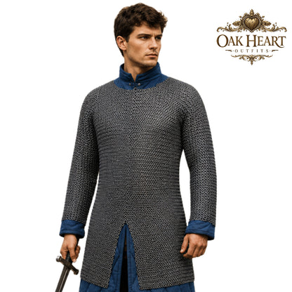 Medieval Chainmail Shirt Full Sleeve – 9MM Riveted Rings with Washers Armor
