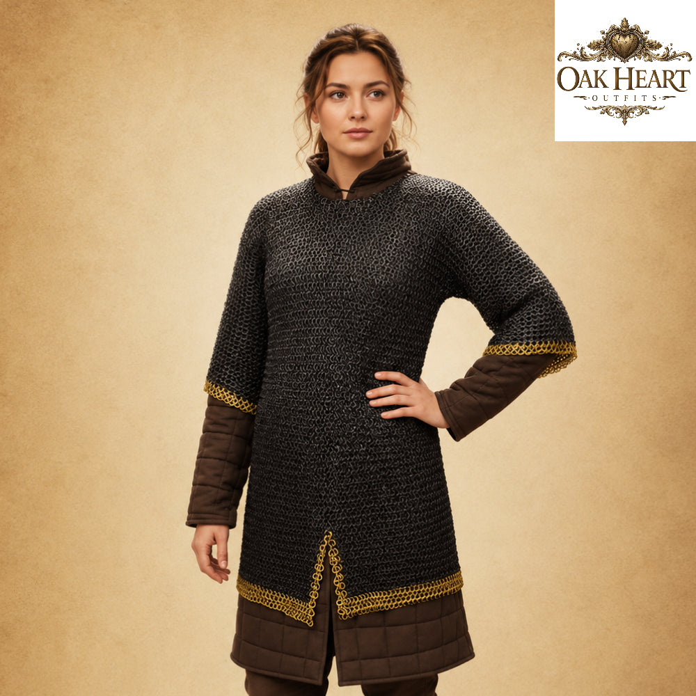 Medieval Chainmail Shirt – 8MM Flat Riveted Rings with Brass Rows