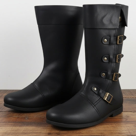 Medieval Leather Boots – Viking Renaissance Pirate Shoes for LARP, Reenactment & Cosplay