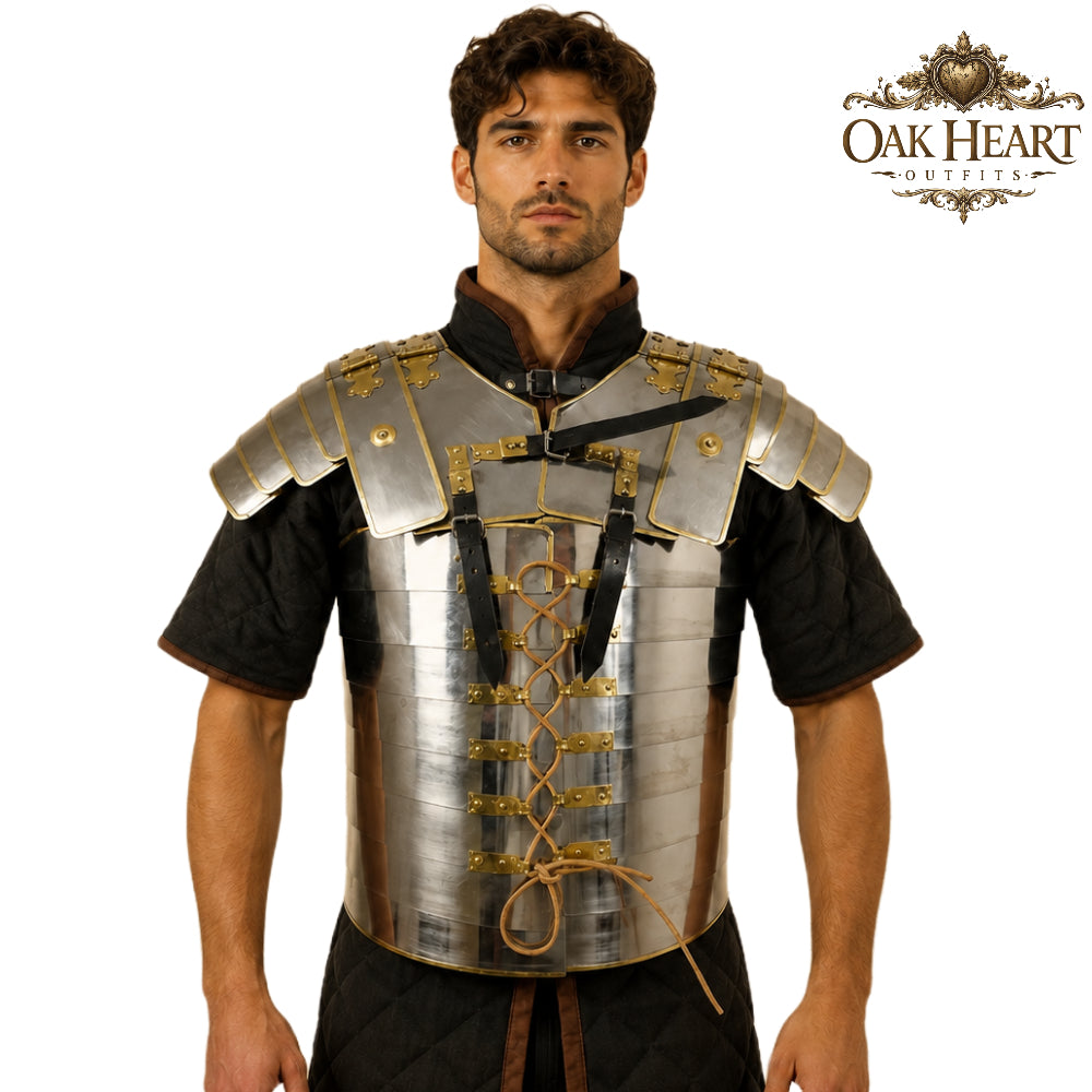 Roman Lorica Segmentata Armor, Brass Trim, 18 Gauge Steel
