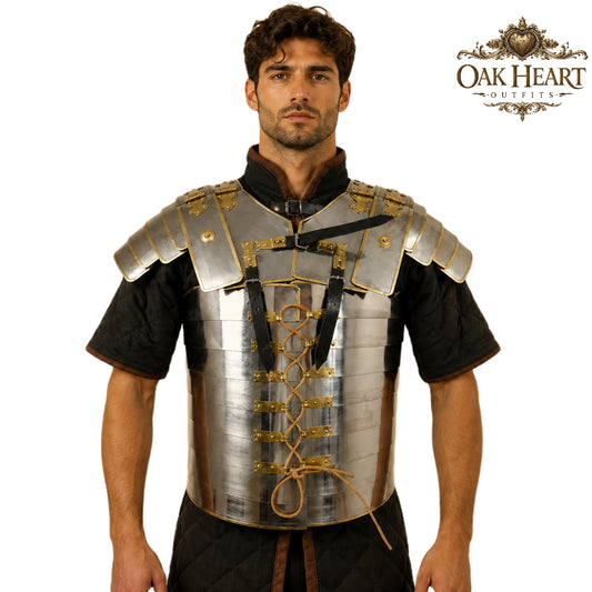 Roman Lorica Segmentata Armor, Brass Trim, 18 Gauge Steel
