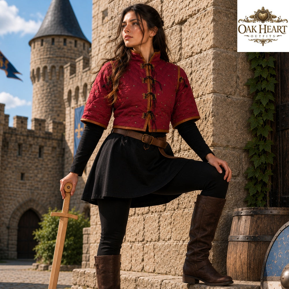 Witcher Cotton Gambeson for Women – Quilted Padded Vest, Medieval Armor