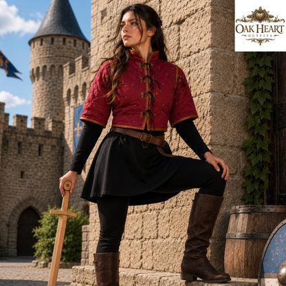 Witcher Cotton Gambeson for Women – Quilted Padded Vest, Medieval Armor