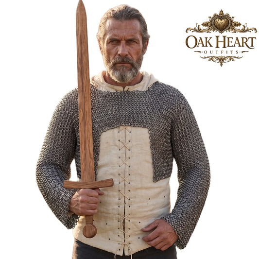 Medieval Chainmail Hauberk, Steel 9mm Flat Riveted Rings, Full Sleeve Armor Shirt for Costume