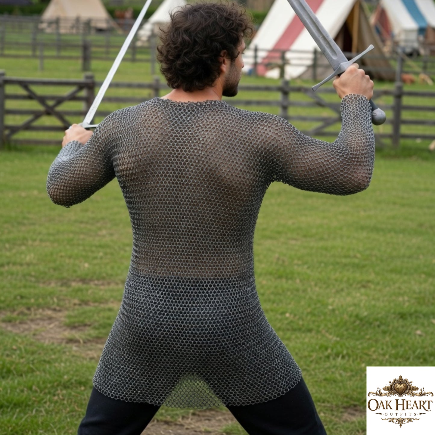 9mm Flat Riveted Chainmail Shirt Medieval Hauberk LARP Reenactment Gear
