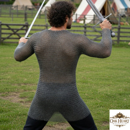 9mm Flat Riveted Chainmail Shirt Medieval Hauberk LARP Reenactment Gear