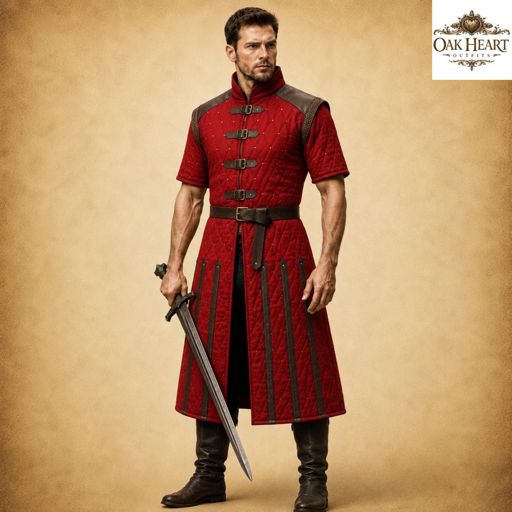 Half Sleeve Medieval Gambeson – Quilted Arming Coat for LARP, SCA & Ren Faire