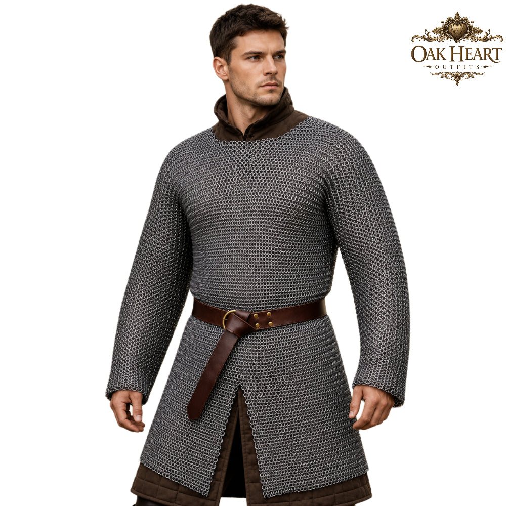 Medieval Chainmail Armor Shirt – 8MM Flat Riveted with Washers for LARP Combat