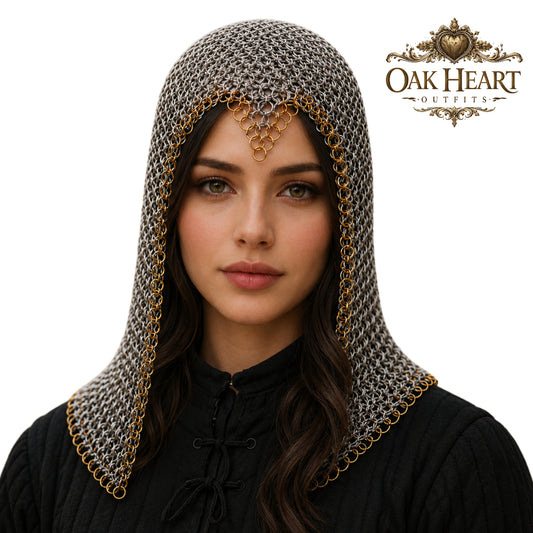 Medieval Aluminum Butted Chainmail Coif Hood – 10MM Rings Lightweight Armor