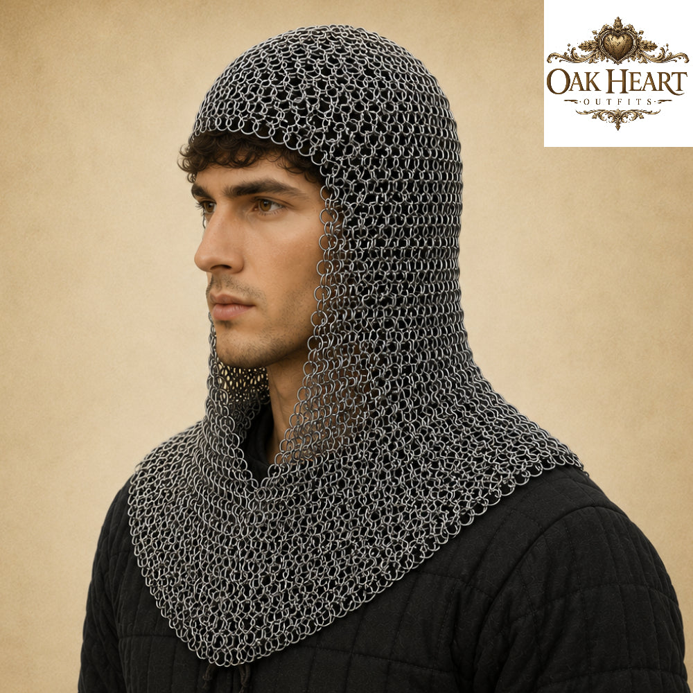 Medieval Chainmail Coif Hood – Butted Mail Armor for Costume