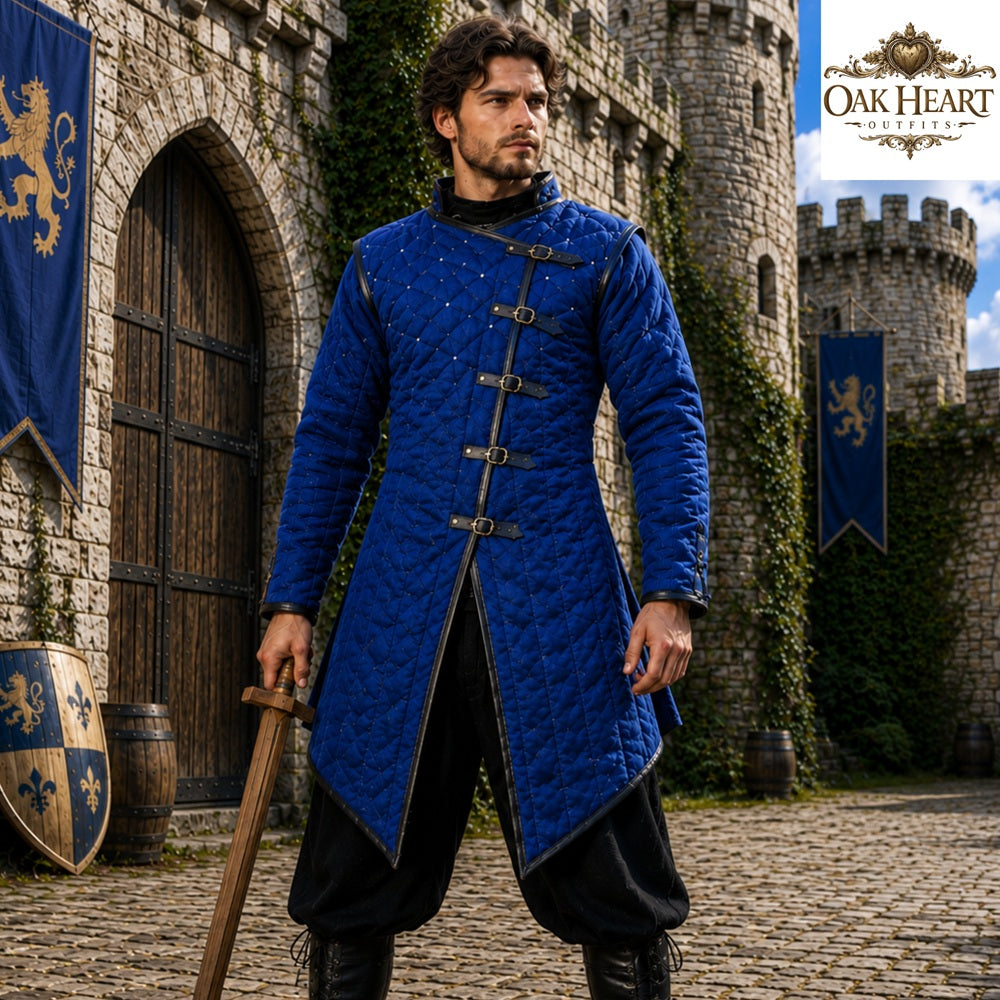 Medieval Cotton Gambeson Aketon Jacket, Handmade Padded Armor for Ren Faire