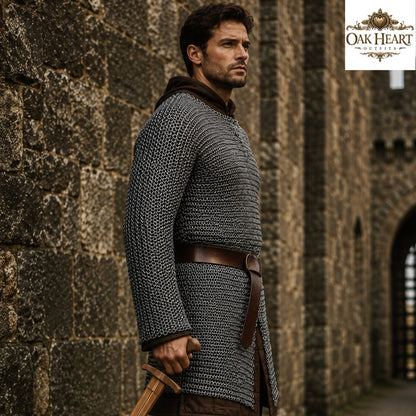 Medieval Viking Chainmail Hauberk – 6MM Round Ring Costume for Events
