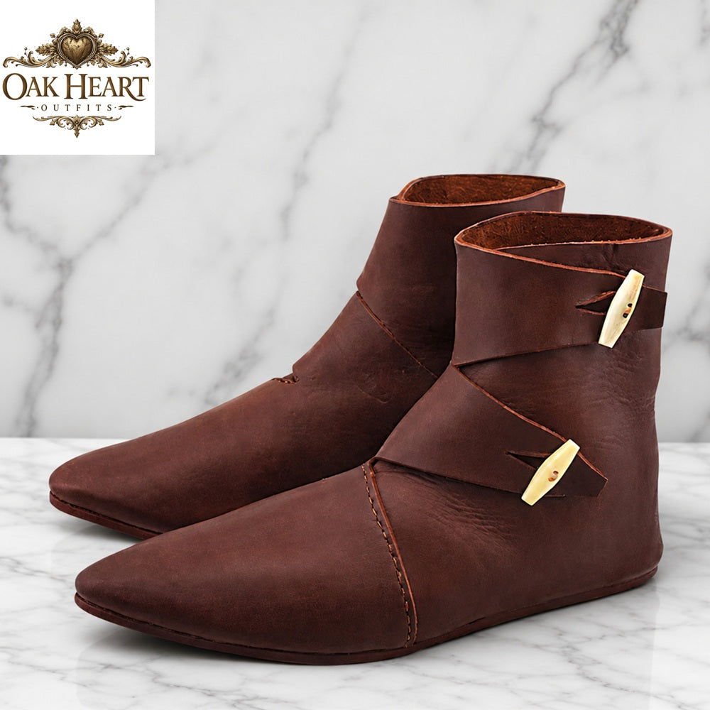 Ravenhold Medieval Leather Ankle Boots – Viking LARP Shoes, Renaissance Faire