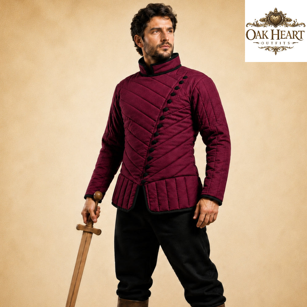 Medieval Asymmetrical Gambeson – Quilted Padded Armor Jacket for LARP