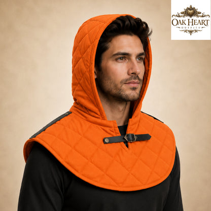 Renaissance Cotton Hood | Medieval Quilted Hooded Collar for LARP, Cosplay & Ren Faire
