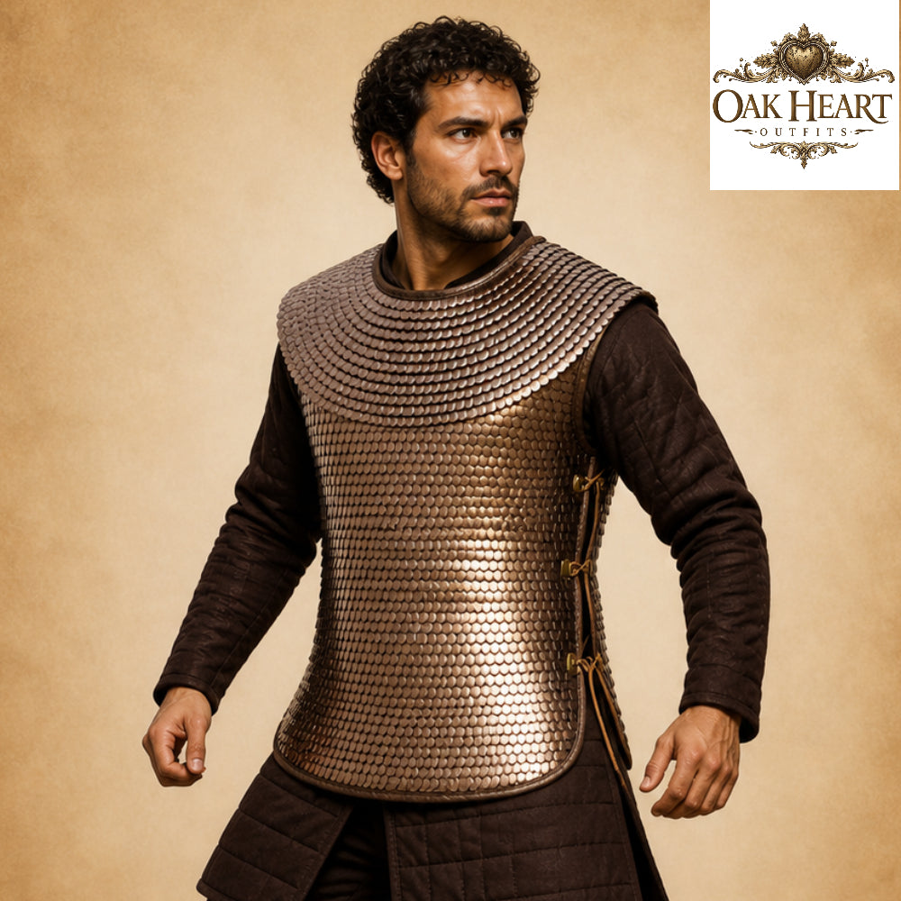Handmade Roman Lorica Squamata Armor – Brass Scale Centurion Costume for Reenactment & LARP