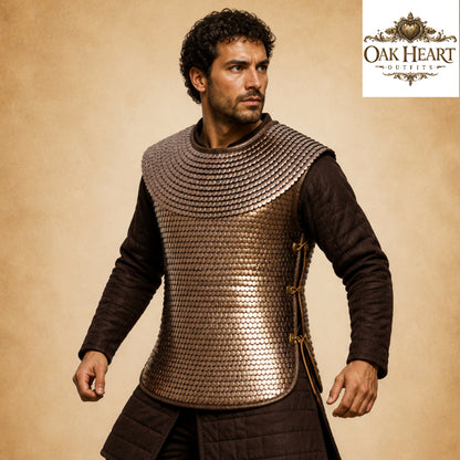 Handmade Roman Lorica Squamata Armor – Brass Scale Centurion Costume for Reenactment & LARP
