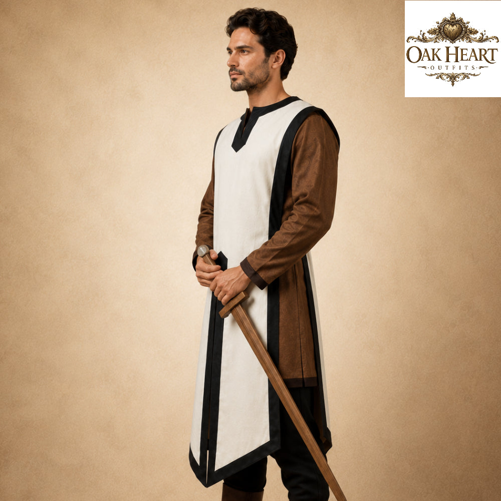 Medieval Cotton Tabard with Side Laces – Crusader Surcoat for LARP & Reenactment