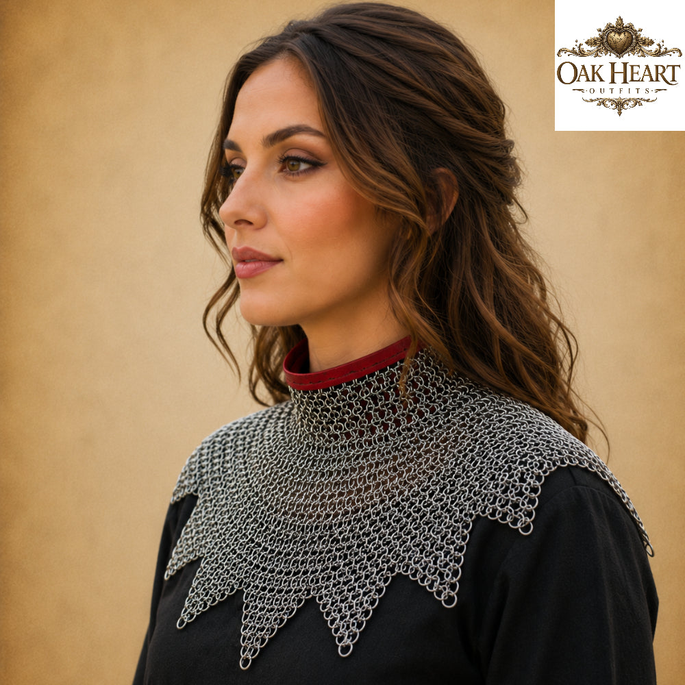 Medieval Chainmail Collar – Handmade Flat Riveted Mail with Solid Washers