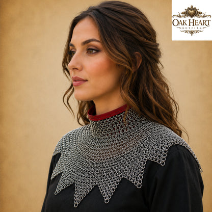 Medieval Chainmail Collar – Handmade Flat Riveted Mail with Solid Washers