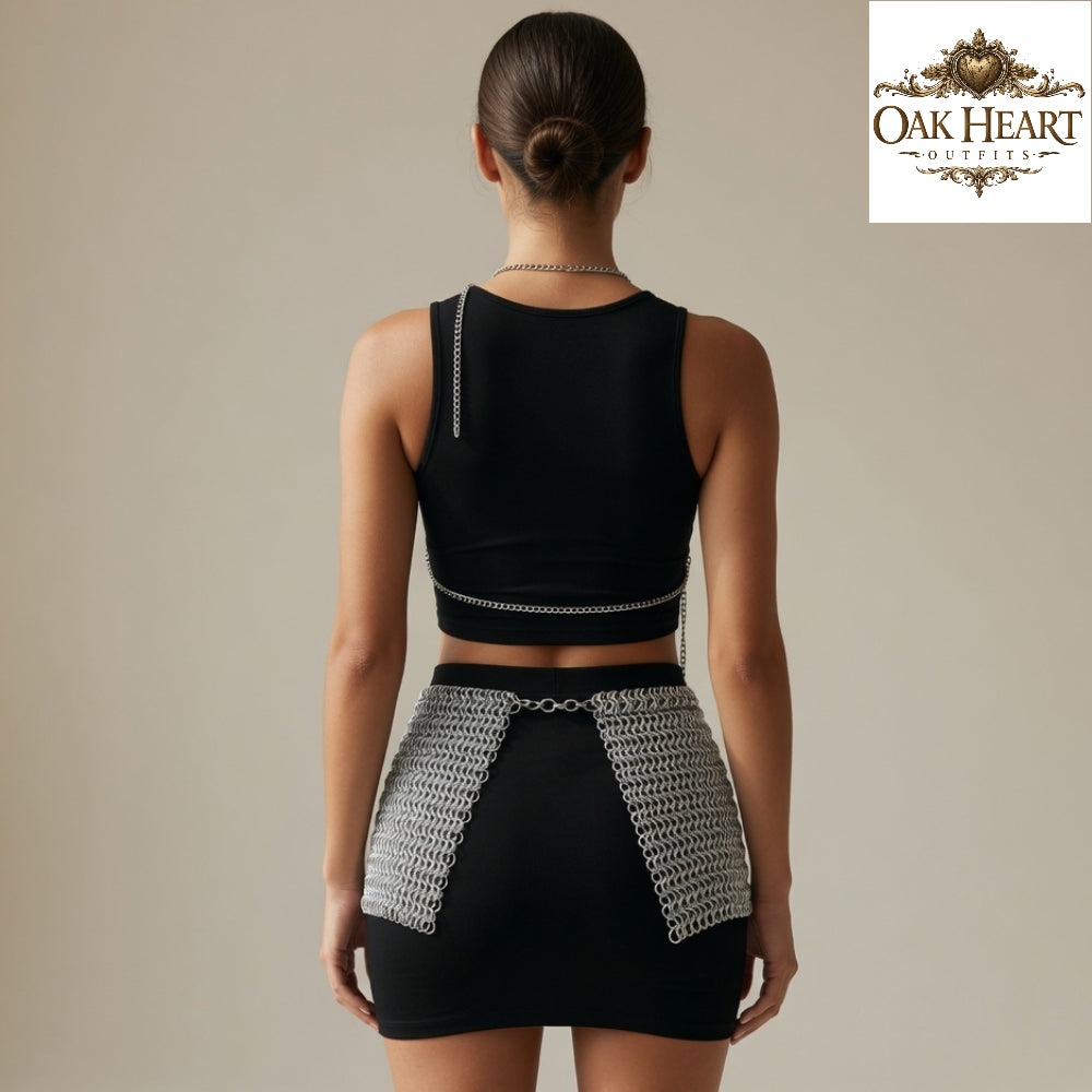 Chainmail Bikini Top & Skirt Set | Aluminum 10mm Butted Rings, Medieval Ren Faire, Cosplay Costume