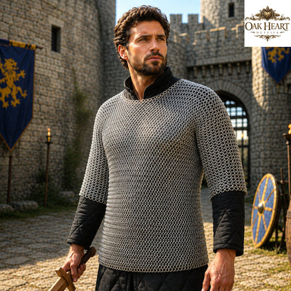 Medieval Aluminum Chainmail Shirt | 16 Gauge 10mm Riveted Rings | Half Sleeve Armor