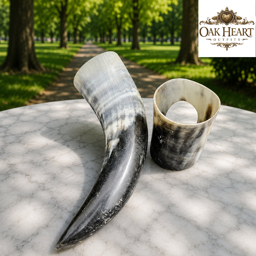 Medieval Viking Horn Mug Set – Handmade Natural Drinking Horn