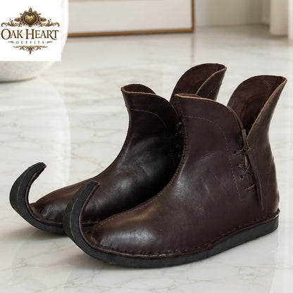 Handmade Medieval Curled Toe Leather Boots – Elven Fantasy Shoes for LARP