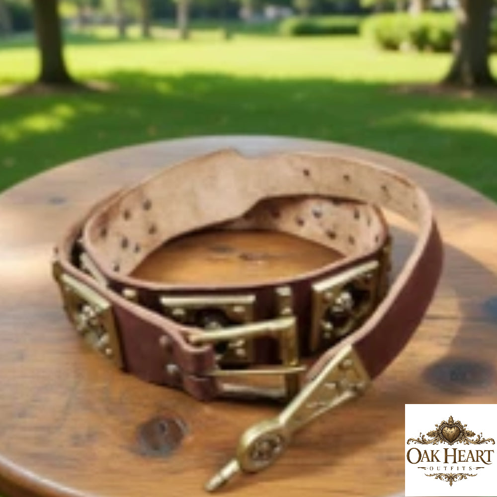 Medieval Brass Leather Armor Belt for Ren Faire, LARP & Reenactment