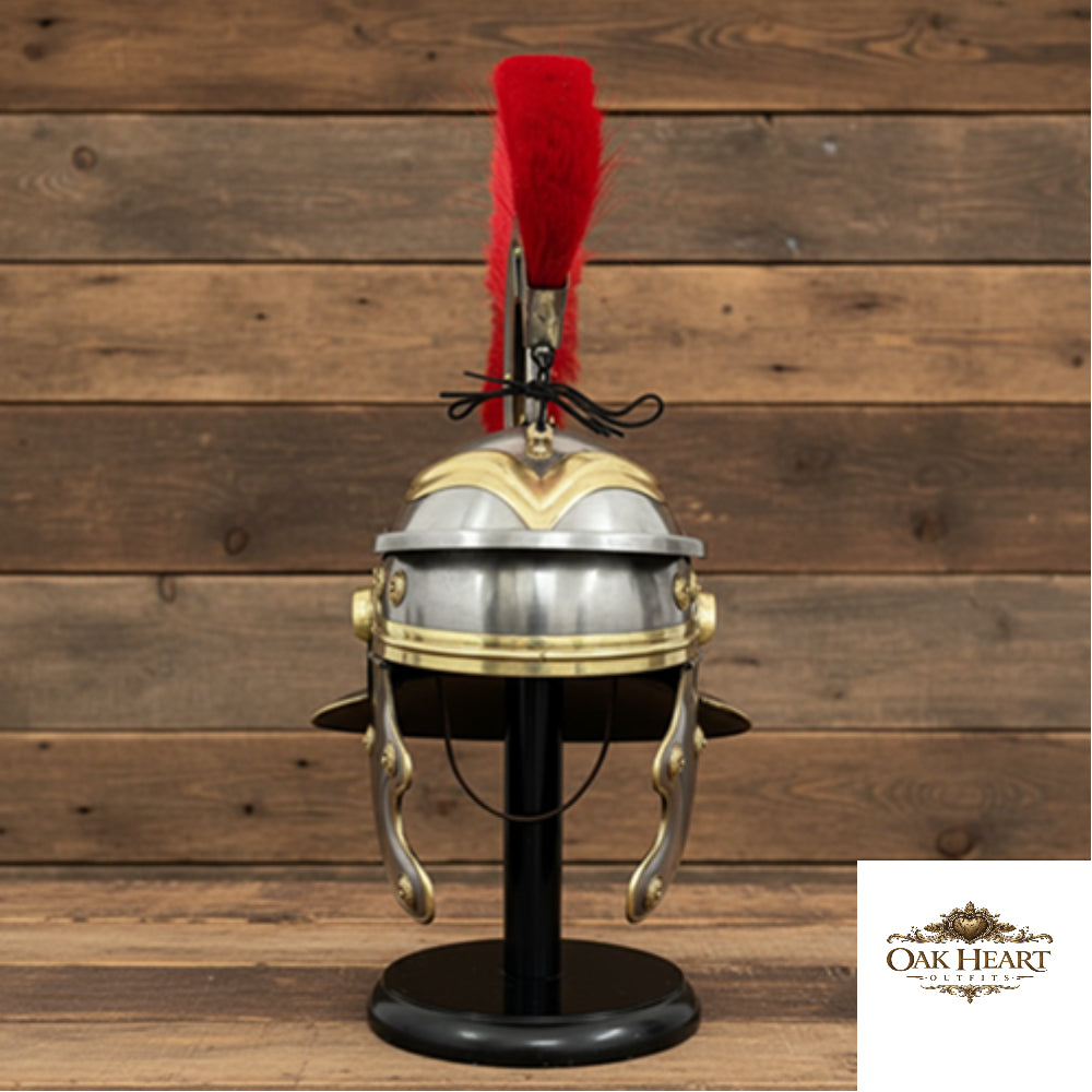 Roman Centurion Helmet Red Plume With Display Stand , New Year Gift
