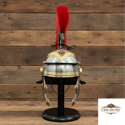 Roman Centurion Helmet Red Plume With Display Stand , New Year Gift