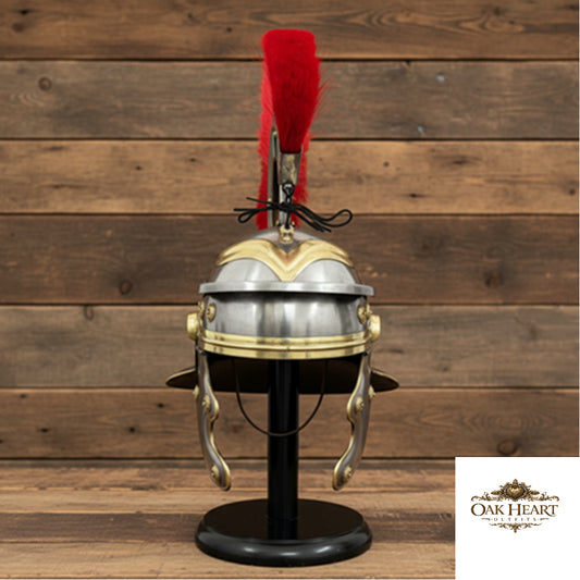 Roman Centurion Helmet Red Plume With Display Stand , New Year Gift