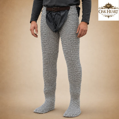 Medieval Mild Steel Chainmail Chausses – 9MM Flat Riveted Maile Leggings